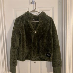 Green Calvin Klein fuzzy crew